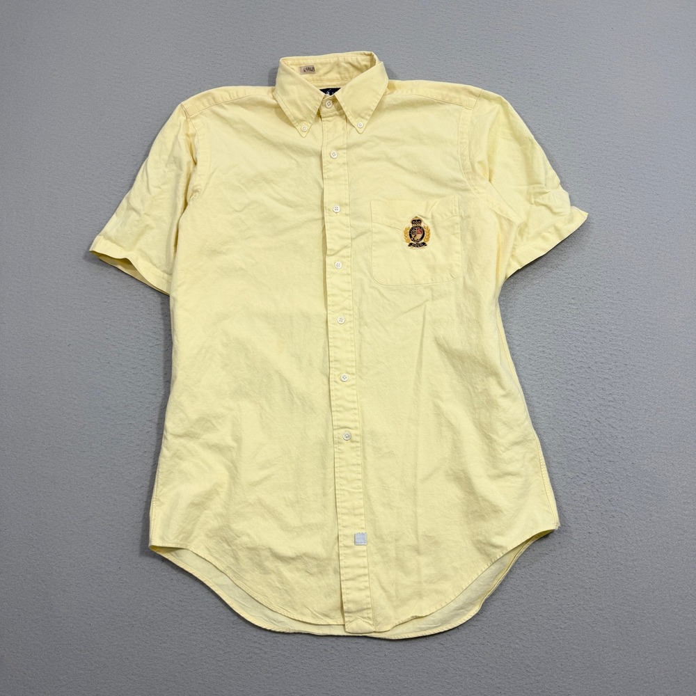 Polo Ralph Lauren Button Down Small Yellow Polo Crest Short Sleeve Oxford Shirt